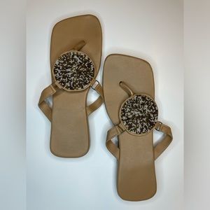 Tan beaded sandal size 6
